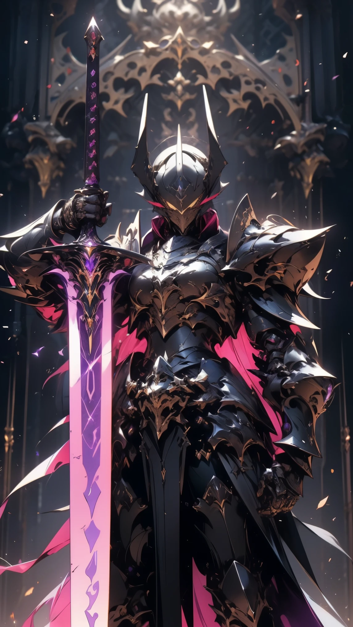 arafed knight standing in a dark room with a sword, burnt armor, purple fire color reflected armor, steampunk bioarmor, whitewood forest themed armor, demonic dragon inspired armor, corrupted armor, gothic armor, purple and white color armor, cyberpunk flame suit, prince crown of white gears, zombie cyborg, demonic! compedium!, white leather armour, white gears, purple fire sword, a close up of a person holding a sword in a space, badass anime 8 k, dragon knight, anime epic artwork, epic fantasy digital art style, fantasy knight, epic fantasy art style, 8k high quality detailed art, fantasy paladin, epic fantasy art style.