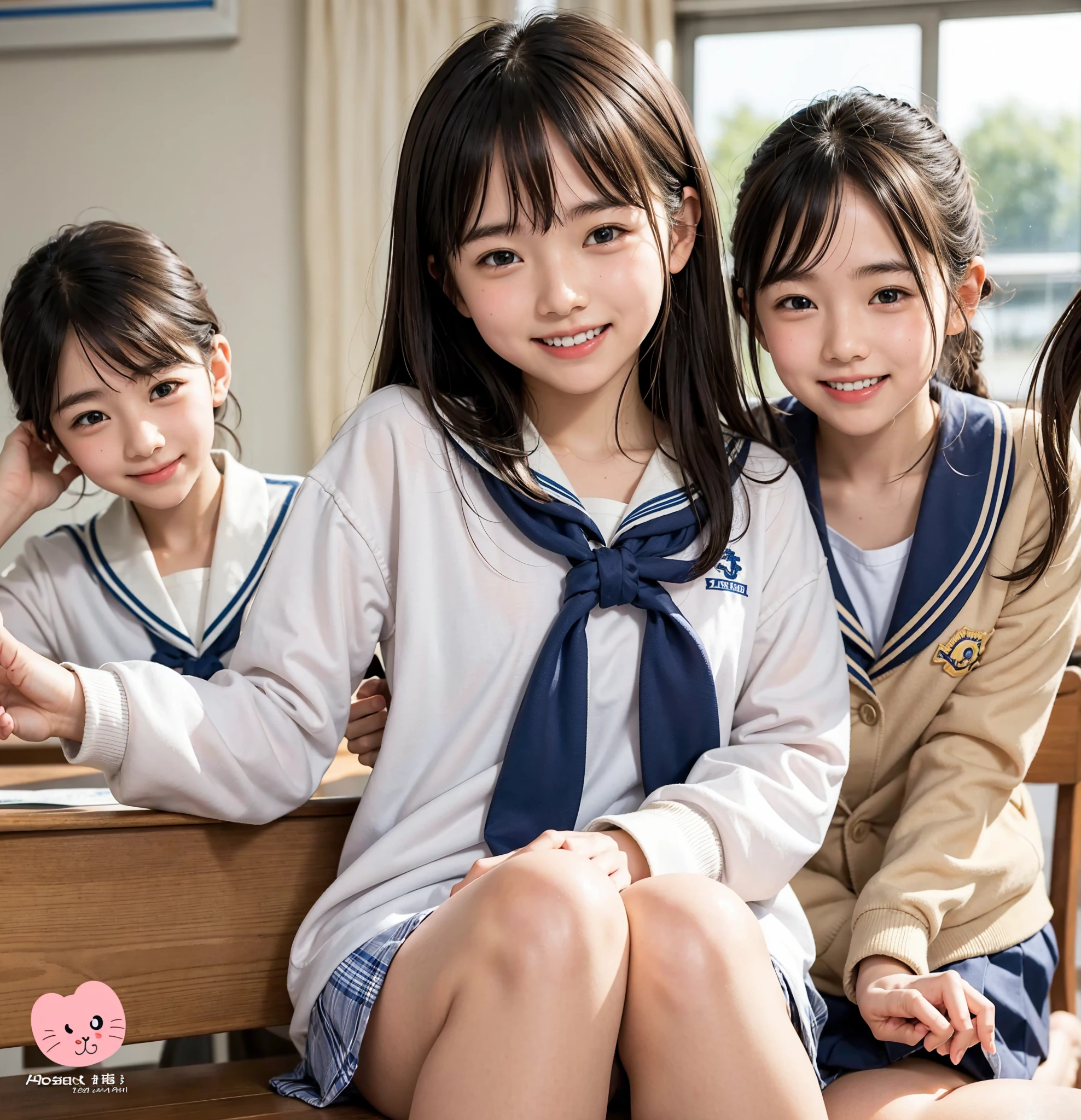 Junior high school students, sailor suit, school uniform,smile