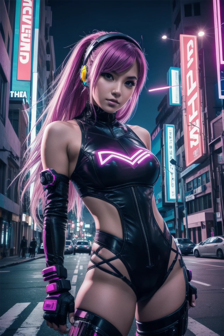Sexy Mysterious anime girl fantasty world dark glowing aura ruins background