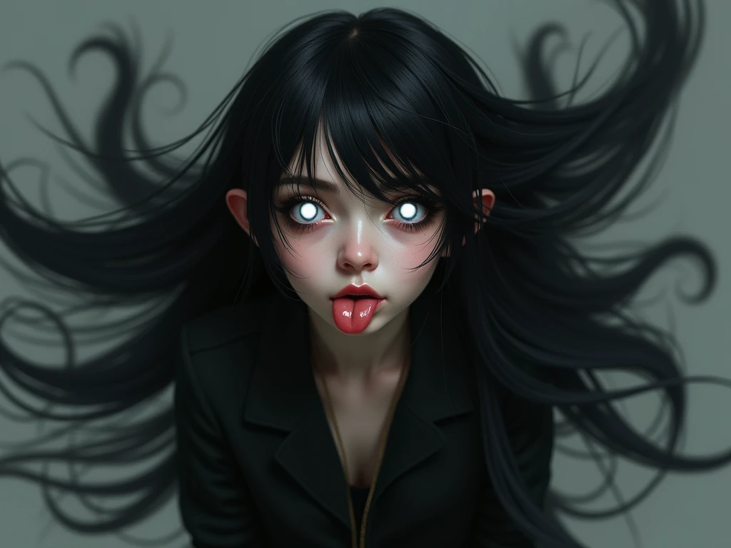 1 girl,sucking popsicle,fisheye lens,(extreme realism),horror around,haunted,terrifying monsters,horror movie --auto --s2