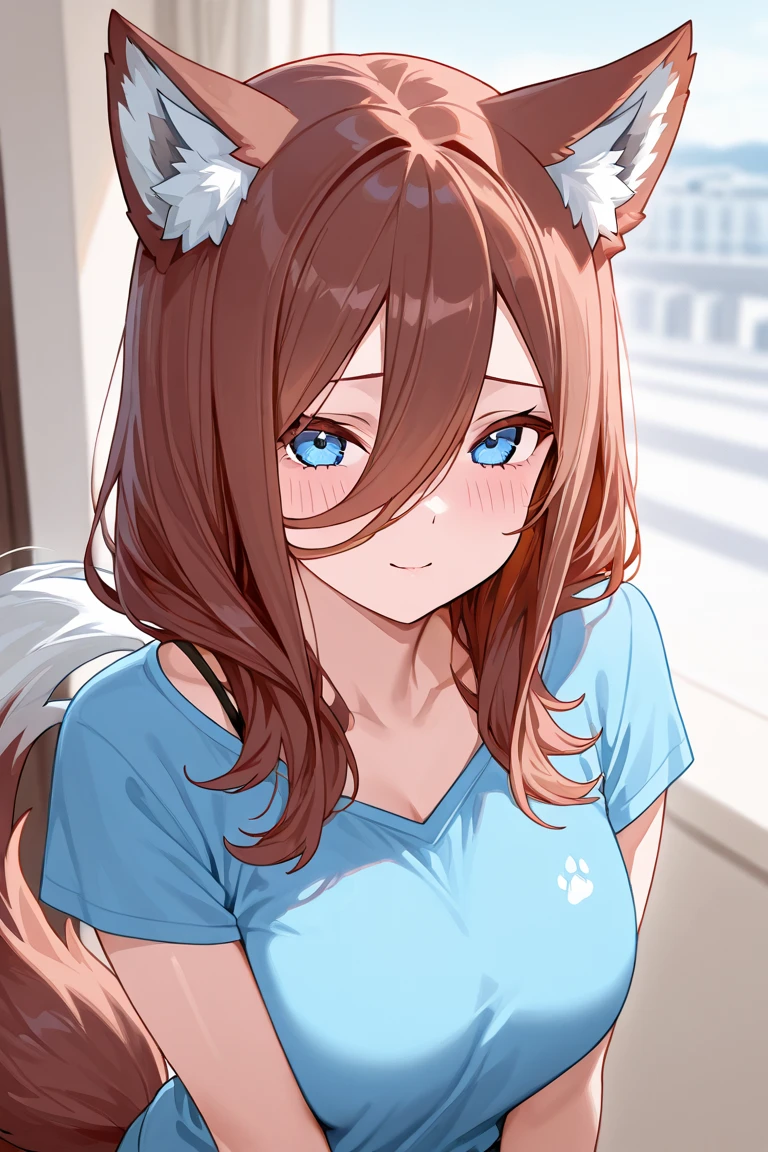 Wolf Waifu ,  with wolf ears and tail, miku nakano 