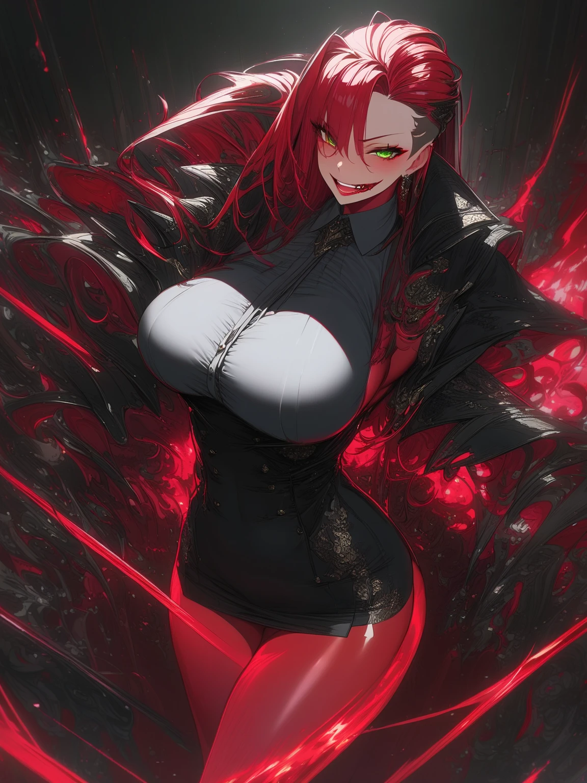 anime girl in black latex with horns and red eyes, seductive anime girl, biomechanical oppai, oppai cyberpunk, anime girl wearing a black dress, rin tohsaka, with a large breasts, succubus in tight short dress, marin kitagawa fanart, anime moe artstyle, oppai, by Jin Homura, with large breasts, white background, only character, full appearance from head to toes, woman,
EdobSuccubus,
EdobSuccubusRed