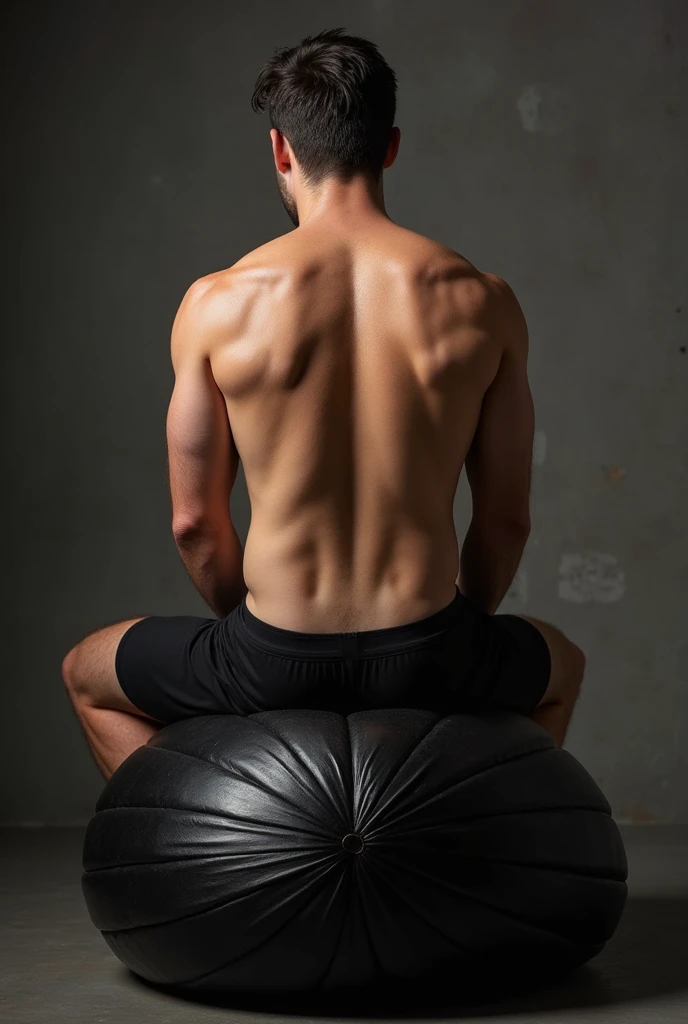 Olympic male gymnast , muscular , USA , sitting on the floor , parallel bars , very very hairy chest , olympic gym , paris 2024 olympics symbol  , Good light , short short , barefoot , anklets , and wristbands 