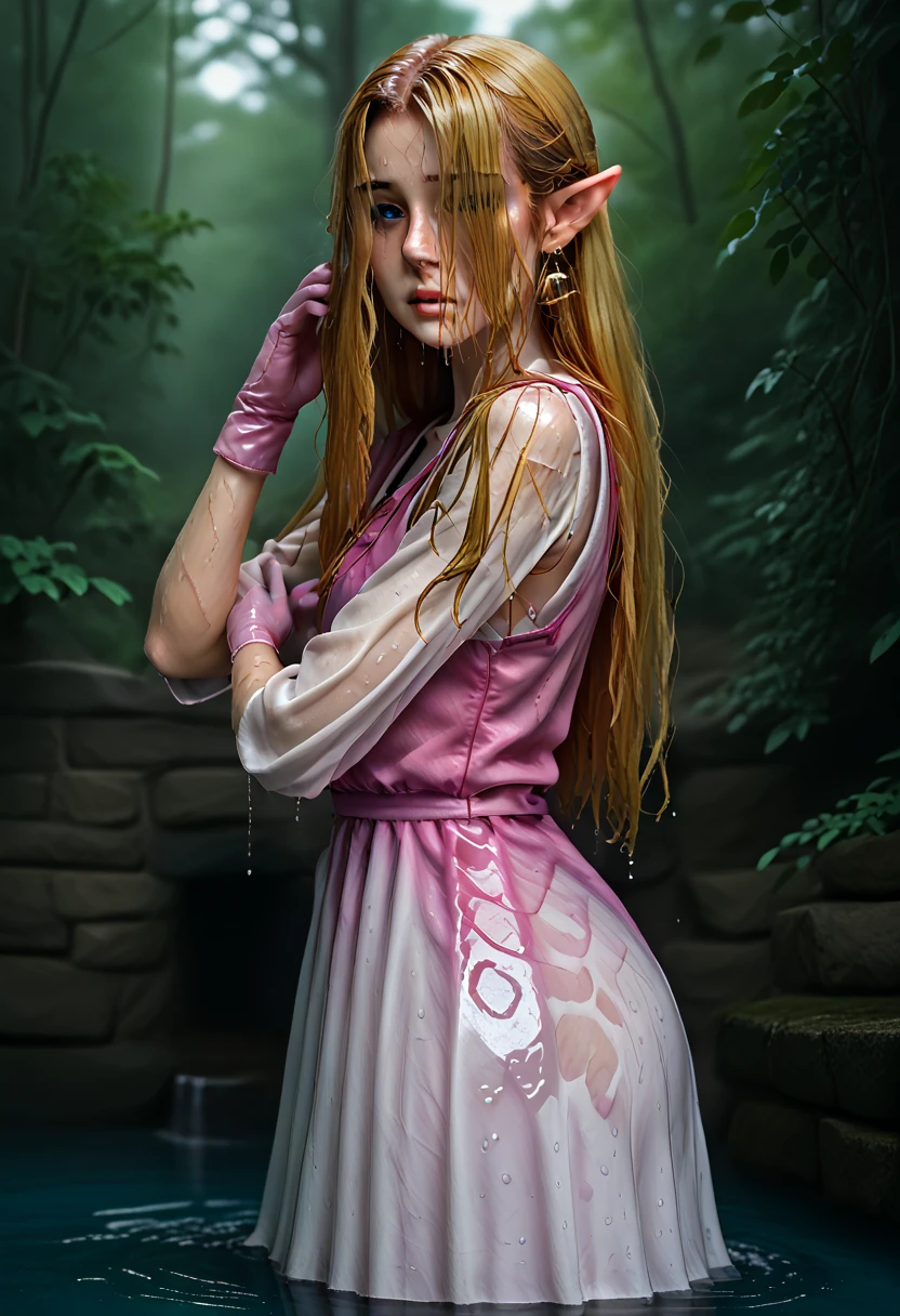 absurdres, highres, ultra detailed, HDR, master piece, best quality, extremely detailed, detailed face, Princess Zelda, wet blonde hair, wet long hair, expressive blue eyes, The Legend Of Zelda Ocarina Of Time, solo, woman, beautiful, earrings, wet dark pink vest, white dress, sleeveless, wet sagging long pink gloves, hair over eyes, wet hair over eyes, straight wet hair, hair over eyes, wet hair over face, wet hair over eyes, wet hair, hair over eyes, droopy elf ears, wet soggy dress, wet matted down hair, absurdres, highres, ultra detailed, HDR, master piece, best quality, extremely detailed, detailed face, Princess Zelda, wet blonde hair, wet long hair, expressive blue eyes, The Legend Of Zelda Ocarina Of Time, solo, woman, beautiful, earrings, wet dark pink vest, white dress, sleeveless, wet sagging long pink gloves, hair over eyes, wet hair over eyes, straight wet hair, hair over eyes, wet hair over face, wet hair over eyes, wet hair, hair over eyes, droopy elf ears, wet soggy dress, wet matted down hair, absurdres, highres, ultra detailed, HDR, master piece, best quality, extremely detailed, detailed face, Princess Zelda, wet blonde hair, wet long hair, expressive blue eyes, The Legend Of Zelda Ocarina Of Time, solo, woman, beautiful, earrings, wet dark pink vest, white dress, sleeveless, wet sagging long pink gloves, hair over eyes, wet hair over eyes, straight wet hair, hair over eyes, wet hair over face, wet hair over eyes, wet hair, hair over eyes, droopy elf ears, wet soggy dress, wet matted down hair, absurdres, highres, ultra detailed, HDR, master piece, best quality, extremely detailed, detailed face, Princess Zelda, wet blonde hair, wet long hair, expressive blue eyes, The Legend Of Zelda Ocarina Of Time, solo, woman, beautiful, earrings, wet dark pink vest, white dress, sleeveless, wet sagging long pink gloves, hair over eyes, wet hair over eyes, straight wet hair, hair over eyes, wet hair over face, wet hair over eyes, wet hair, hair over eyes, droo