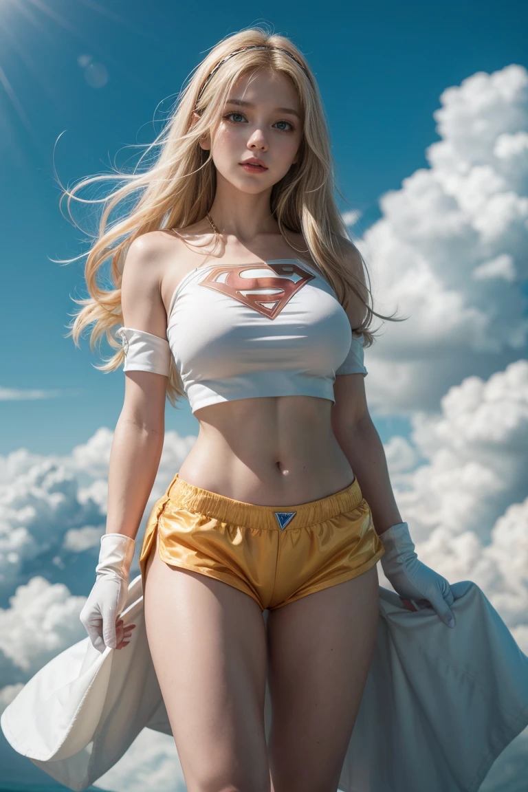 create a white, western, blonde haired, 21 years old, white, with long blonde hair, blue eyes with realistic igamem raw 8k, in the car at night, insinuating herself into the lens, white panties with superman letter S, volume in the panties, bulge in the panties, effeminate boy, transexy, short skirt, pleasure, wet, honeydew, superman symbol S in the background.