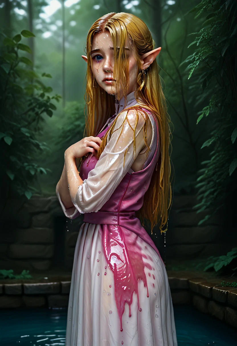 absurdres, highres, ultra detailed, HDR, master piece, best quality, extremely detailed, detailed face, Princess Zelda, wet blonde hair, wet long hair, expressive blue eyes, The Legend Of Zelda Ocarina Of Time, solo, woman, beautiful, earrings, wet dark pink vest, white dress, sleeveless, wet sagging long pink gloves, hair over eyes, wet hair over eyes, straight wet hair, hair over eyes, wet hair over face, wet hair over eyes, wet hair, hair over eyes, droopy elf ears, wet soggy dress, wet matted down hair, absurdres, highres, ultra detailed, HDR, master piece, best quality, extremely detailed, detailed face, Princess Zelda, wet blonde hair, wet long hair, expressive blue eyes, The Legend Of Zelda Ocarina Of Time, solo, woman, beautiful, earrings, wet dark pink vest, white dress, sleeveless, wet sagging long pink gloves, hair over eyes, wet hair over eyes, straight wet hair, hair over eyes, wet hair over face, wet hair over eyes, wet hair, hair over eyes, droopy elf ears, wet soggy dress, wet matted down hair, absurdres, highres, ultra detailed, HDR, master piece, best quality, extremely detailed, detailed face, Princess Zelda, wet blonde hair, wet long hair, expressive blue eyes, The Legend Of Zelda Ocarina Of Time, solo, woman, beautiful, earrings, wet dark pink vest, white dress, sleeveless, wet sagging long pink gloves, hair over eyes, wet hair over eyes, straight wet hair, hair over eyes, wet hair over face, wet hair over eyes, wet hair, hair over eyes, droopy elf ears, wet soggy dress, wet matted down hair, absurdres, highres, ultra detailed, HDR, master piece, best quality, extremely detailed, detailed face, Princess Zelda, wet blonde hair, wet long hair, expressive blue eyes, The Legend Of Zelda Ocarina Of Time, solo, woman, beautiful, earrings, wet dark pink vest, white dress, sleeveless, wet sagging long pink gloves, hair over eyes, wet hair over eyes, straight wet hair, hair over eyes, wet hair over face, wet hair over eyes, wet hair, hair over eyes, droo