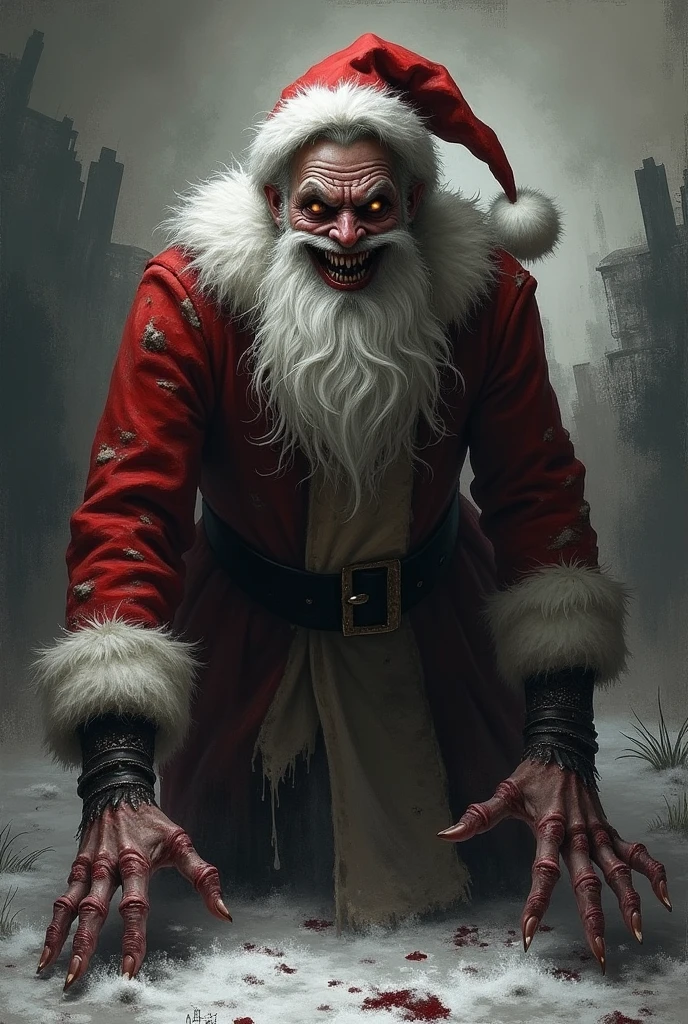 Horror drawing with Santa Claus 