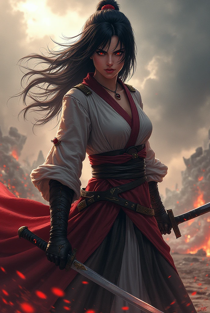 a closeup of a woman with a sword in a sexy white dress, a portrait of Megan Fox, trend in cgsociety, fantasy art, beautiful character painting, guweiz-style art, guweiz, white hanfu, flowing white robes, full-body wuxia, exquisite epic character art, stunning character art, beautiful female assassin --auto