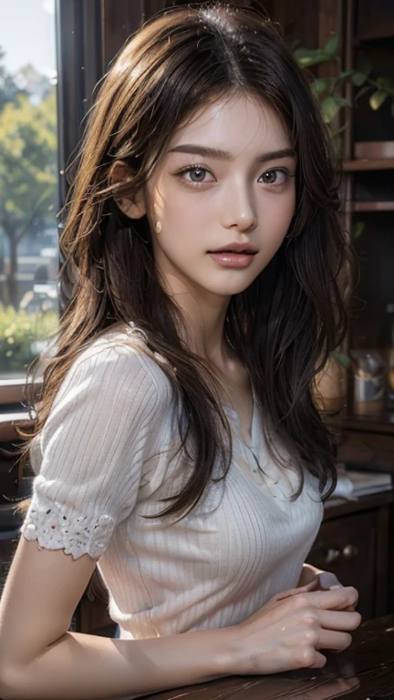 (Buttons that match the length of the shirt: 1.2),  (Unbuttoned shirt: 1.1), I can see your chest,Highest quality, masterpiece, shape, Very delicate and beautiful, Very detailed, CG, Unity, 8k wallpaper, wonderful, Finer details, Very detailedな CG Unity 8k 壁紙, Large file size, Very detailed, High resolution, Handsome detailed woman, Very detailedな目と顔, An eye for detail, Face Light, (best shape: 1.1), (Best Shadow: 1.1), ultra High resolution, (Realistic: 1.1), (Realistic 1.2: 1.1), Realistic Face Proportions, slim, smile, (Compensate: 0.4), (fluffy iris: 1.21), iris, Audience&#39;sight, Dark brown hair, Bob Hair, Earrings, Cowboy Shot, (Irregular skin imperfections, vein, Wrinkles on the skin: pores: 1.2), (Dark Night Background: 1.2), (Bokeh: 1.4), shade, Outdoor