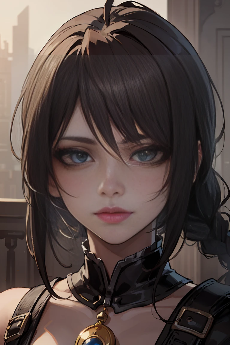 realistic portrait of a beautiful young woman, 1girl, detailed facial features, beautiful detailed eyes, beautiful detailed lips, extremely detailed face, long eyelashes, elegant hairstyle, delicate skin, serene expression, high quality illustration, dynamic lighting, soft colors, warm color palette, cinematic atmosphere, digital painting, artbook style, trending on artstation, award winning