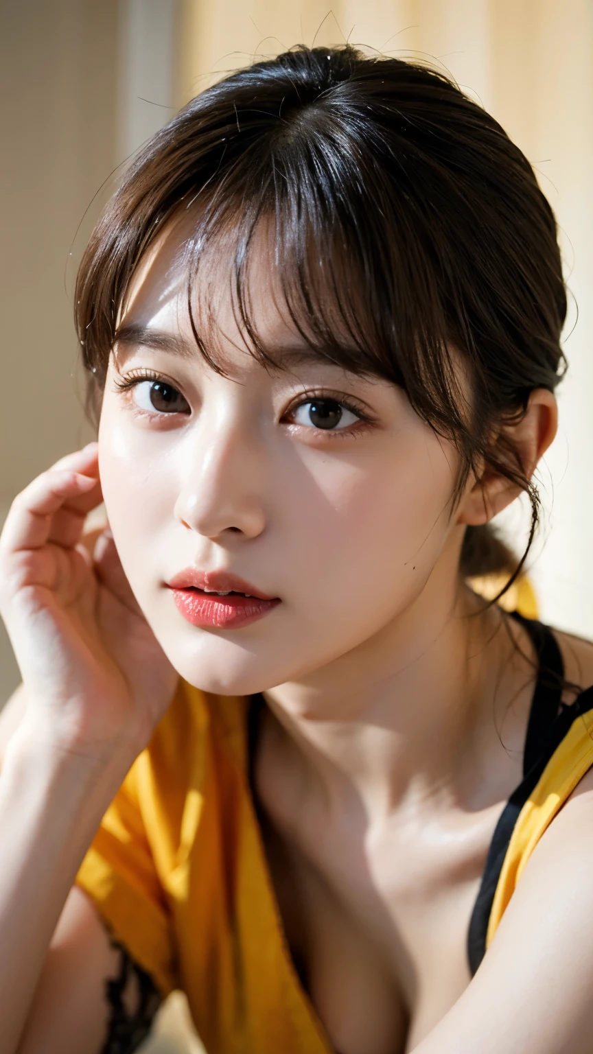(((Ultra-high resolution、close、Cute Japanese Woman)))、顔のUltra-high resolutionクローズアップ画像を作成してください。
Long, straight black hair frames her face。
So that every single hair is clearly visible、Depicts subtle color changes depending on the amount of light hitting the subject。
The skin is white and smooth、Has a natural glow。
Fine skin texture、Representing the fine details of pores。
amountや頬に薄い赤みがある部分を詳細に。
The eyes are almond-shaped and dark brown.。
Fine details of the iris、Depicts color gradations and patterns。
Long, natural-looking eyelashes, each and every one visible。
Well-groomed eyebrows、indivual々The hair is clearly visible。
Light reflects off into the eyes、Create small highlights。
noseは繊細で、nose孔の細かいディテールがある。
Lips are plump and naturally pink。
Depicts the fine lines and soft curves of the lips。
Shiny、Accentuate the shape。
Detailed depiction of lip texture。
Particular attention to the depiction of light and shadow。
Soft natural light gently illuminates the face from the front。
amount、nose、Creates a subtle glow on the cheeks。
Shadows are cast softly along the contours of the face、cheekbone、Jaw Curve、noseの側面を強調。
The gloss of her lips reflects the light faintly.、Emphasizes plump texture。
The shadow of the hair adds depth and dimension.、indivual々The hair shines in the light。
The background is simple and blurred.、Focus on the face。
In the highest quality、Representing the utmost detail。
Negative prompts:
Noisy Images、Low resolution、Avoid blurry detaily hair is messy、Avoid unnatural hair textures。
Skin is unnaturally smooth、Avoid overly processed skin images。
Pores are invisible、Avoid products that have lost their skin texture。
Flat iris、Avoid those that lack detailed information。
short lashes、Avoid unnaturally thin eyebrows。
Light reflects off into the eyesていない、Avoid those with expressionless eyes。
noseのディテールが欠けているものは避ける。
Dry lips、Avoid unnatural colors。
Lip texture is not visible、Avoid non-shiny items。
Poor balance of light and shadow、Avoid evenly lit faces。
amount、nose、Avoid products that don't have a glow on your cheeks.。
cheekboneやJaw Curveが強調されていないものは避ける。
The shadow of the hair is shallow、Avoid things that lack volume。
The background is complicated、Avoid images where the face is not in focus。