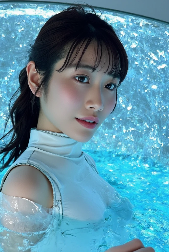 best quality, masterpiece, realistic, 1girl, goddess, messy [updo|hanging] hair, (full body:0.6), solo, (full body:0.6), looking down, detailed background, detailed face, Sc3pt4, scifi theme:1.1), mercury-wizard, melancholic, surrounded by waves of iridescent silver, alchemical imagery, reflections, silver-colored fluid, metallic sheen, shiny, dynamic pose, fluid movement, floating particles, droplets of mercury, flowing metal, blending mercury, foreign planet in background, dripping mercury formations, volumetric lighting, cinematic atmosphere, sharp details, high detail skin, realistic skin texture, perfect eyes