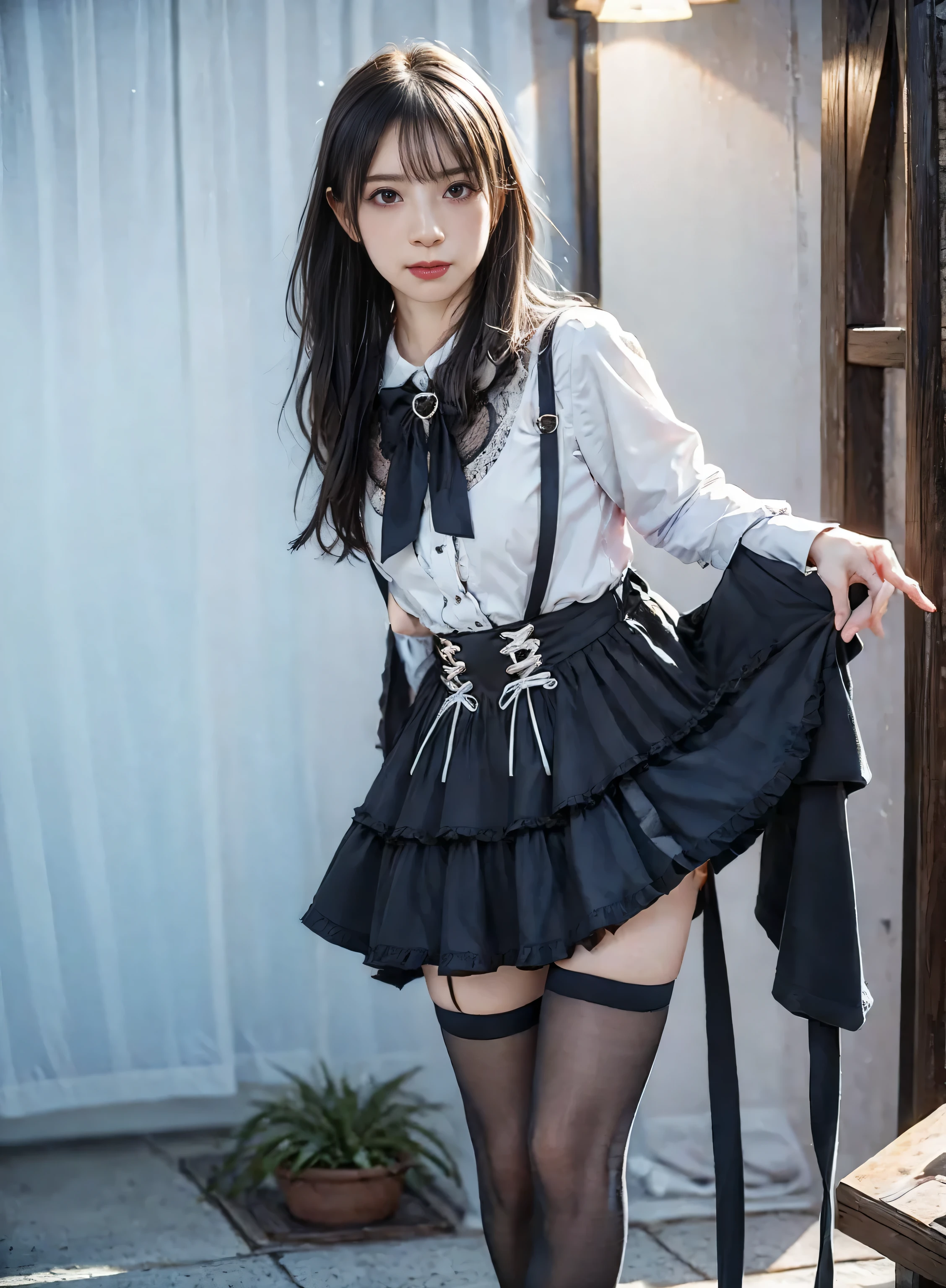 1girl、1boy、Supermodel、perfect shape、Muchimuchi、、、Thighhighs、beautiful feet、Military Lolita、mini skirt、girl rides guy's face with her ass、smiling girl