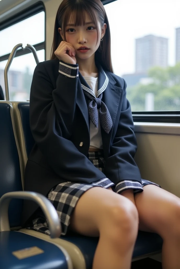 (CRU photo:1.4), (photoRealistic:1.3),(Artwork), Highest quality, Highest quality, Very detailed CG unity 8k wallpaper, Detailed and complex, original,High resolution,
\\
1 girl,Independent,(16 years old),Very detailed_eyeball, foot nail,Medium chest,(eyeliner:0.5),(blush:0.5),Bblack hair,Long Hair,Hair Clip, Staring at the audience,Browsing Caution,
\\
high school,,, Sailor collar,超リアルなpantyhose,school bag,Overskirt, Plaid, Plaid Overskirt,Raise your knees,Sitting,
\\
street, Subway station, Store Boundary, akihabara \(Tokyo\), Shibuya Ward \(Tokyo\), Shinjuku \(Tokyo\),
\\
Beautifully detailed backgrounds,Depth of written boundary,change:0.1,Realistic:1.3,(Zhou Haoguang:1),(Neon Light:0.1),(High resolution:1),(Studio Lighting:1.5),(pantyhose:1.2),Because low,whole body, Show your ass