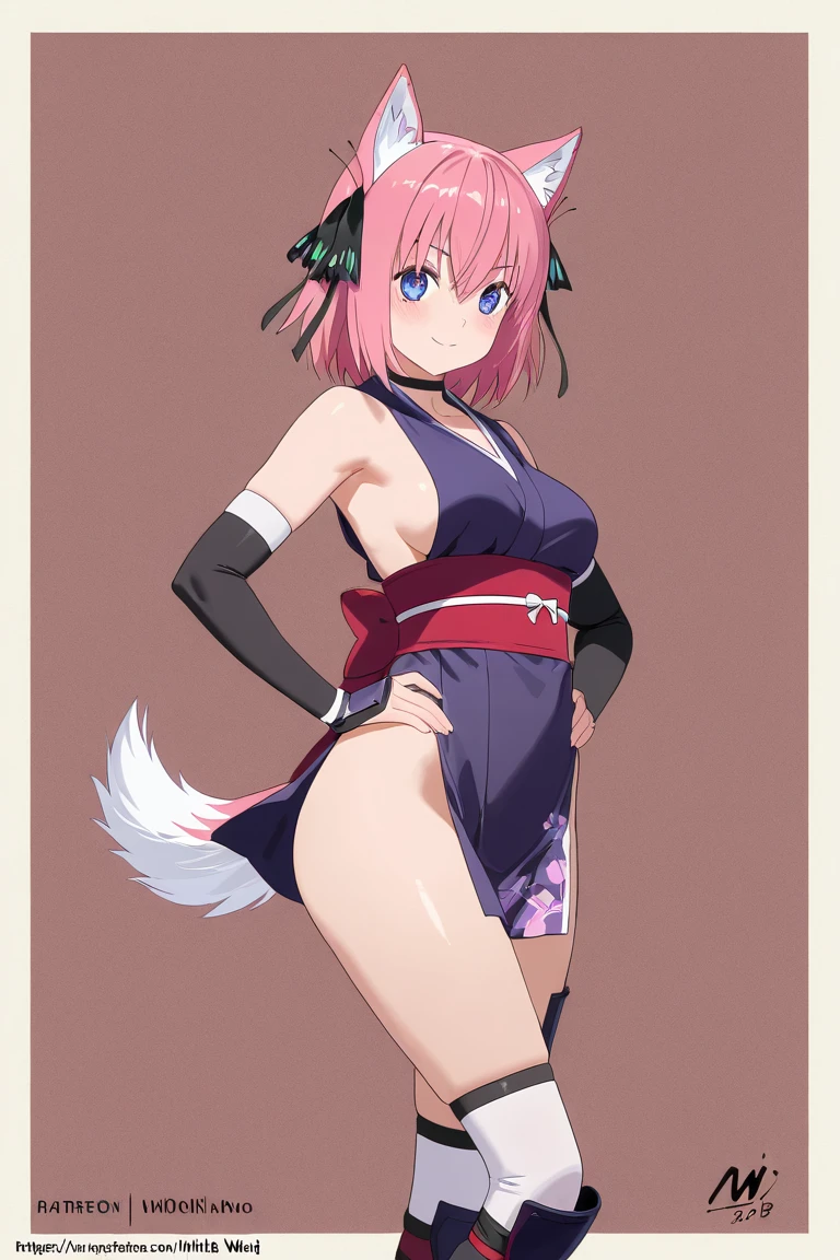 Wolf Waifu , With ears and a wolf's tail , Nino Nakano Ninja High resolution, HD model, UHD, 