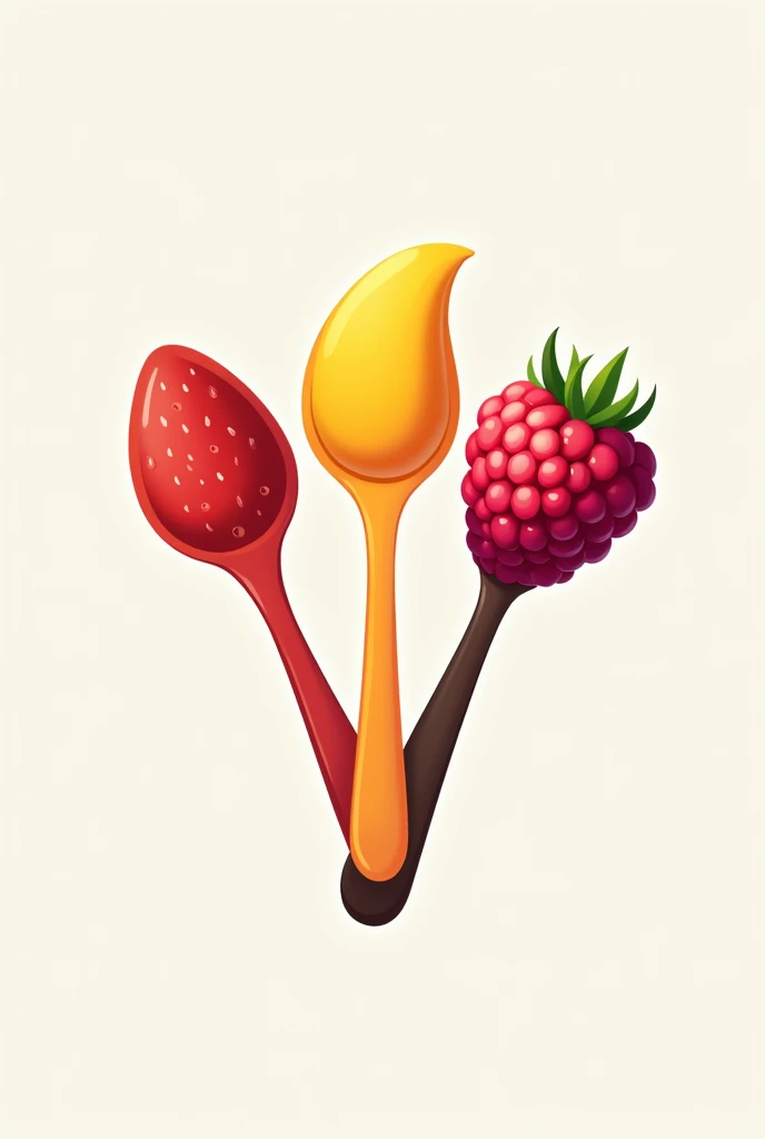 Create a logo of spoons made from fruit such as strawberries ,mango and raspberry