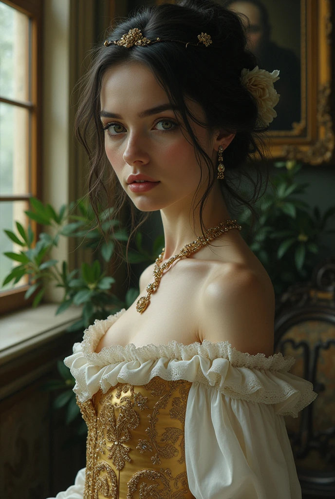 A very beautiful woman in 19th century Europe, whole body
