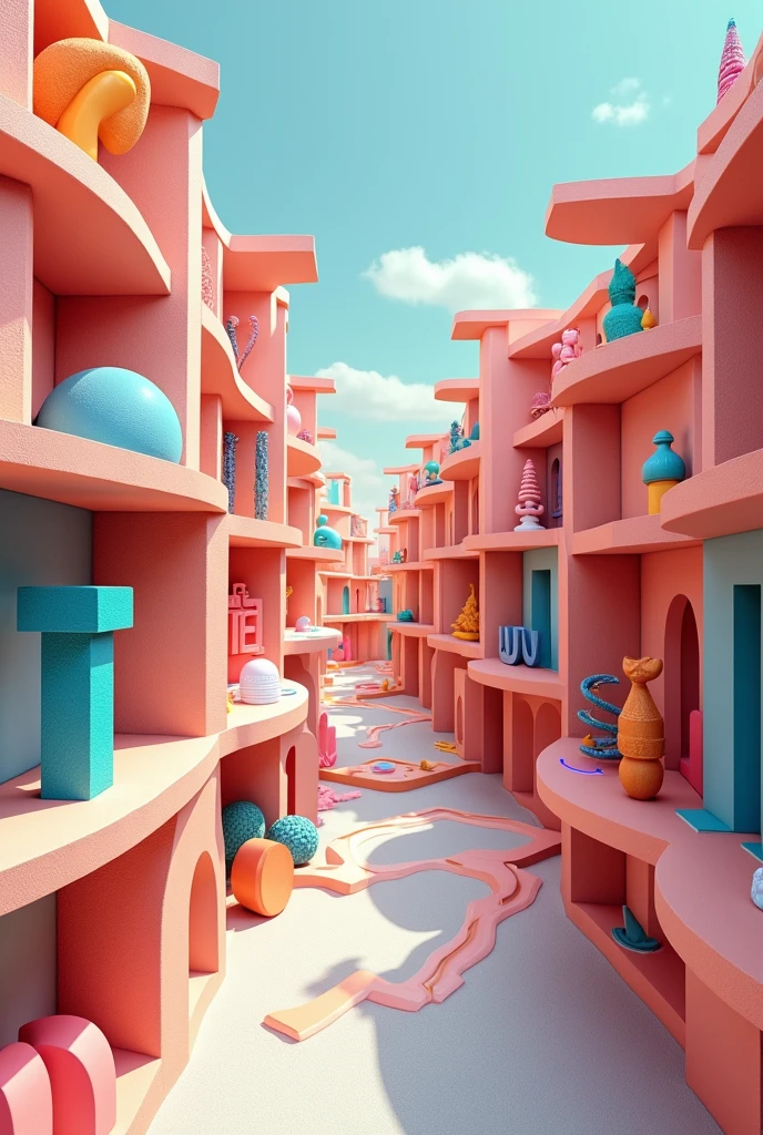 Can you design a graduation exhibition poster for the Visual Arts department? It may contain typographic elements in terms of perspective. There must be 3D images.