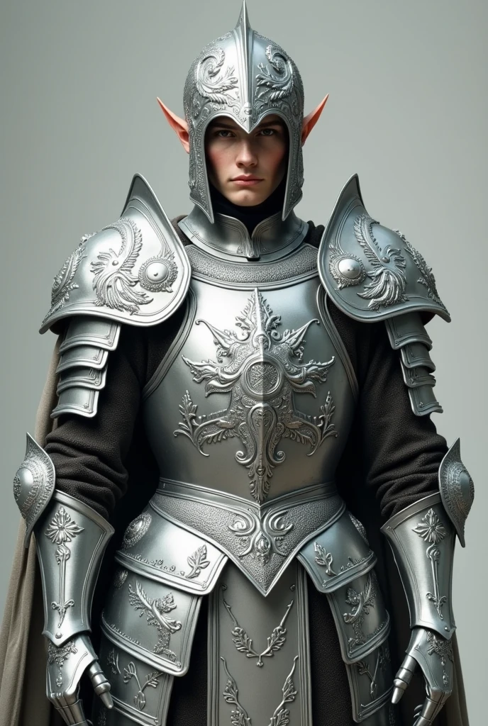 Photorealistic. 4K. Dark fantasy. Tall, broad half-elf. Glistening chain Mail armour. Male. Shaved head. Large sword. Intricately patterns. Mediterranean skin tone.