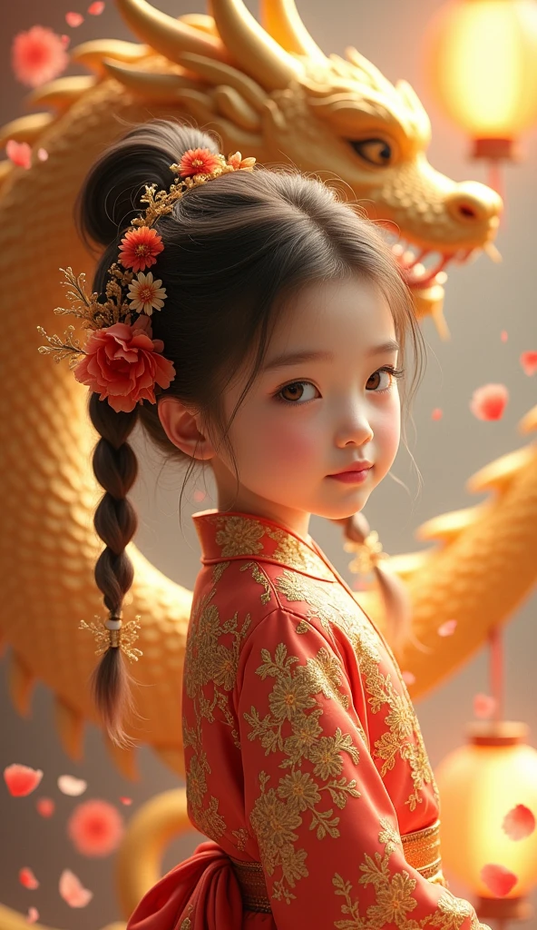 wearing blue dress、Alaphid Asian girl with dragon statue in background, palace ， A girl wearing hanfu, chinese princess, Chinese girl, Chinese style, traditional Chinese, hanfu, traditional Chinese clothing, young asian girl, cheongsam, the dragon girl portrait, Chinese fantasy, ancient chinese princess, Chinese heritage, dragon girl, Wearing Chinese clothes