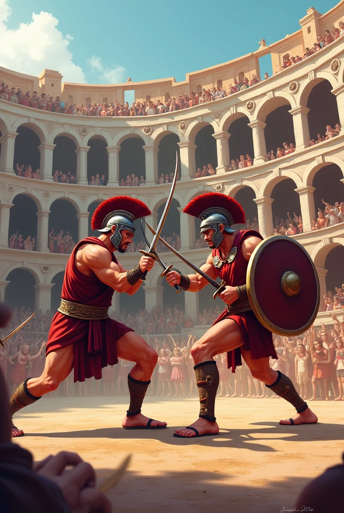 Gladiator fights pic cartoon structure 