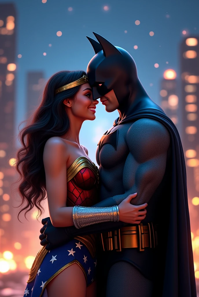 batman and wonder wonder woman posing for a photo in a park, publicity cosplay, in the justice league, dressed as wonder woman, cosplay photo, portrait shot, menacing!, composite, by Edward Corbett, professional cosplay, dc comics style, ryan renolds as batman, superhero portrait, anigirl batman, mcu, by Jason Felix, by Joy Garnett