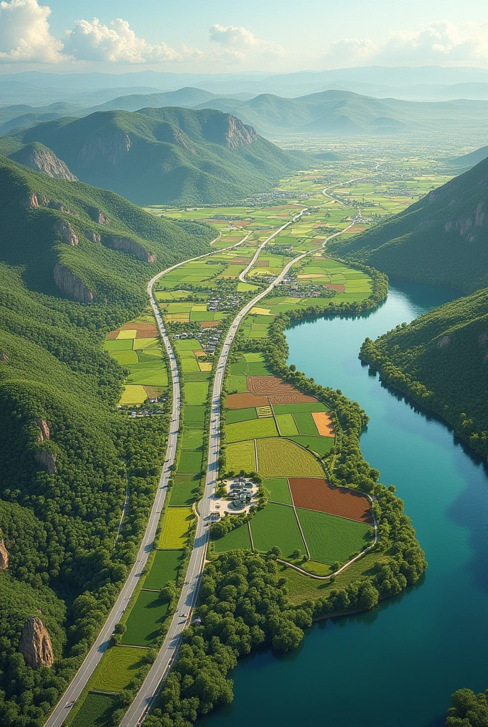 Design for 30000 population Surrounded by natural features (lake and hill) and agricultural land Regional road/highway and river pass through the town
Found 20 km away from the city of over a half a million population
Geographically suitable for any kind of development except around hills and river generate image with rayed street pattern