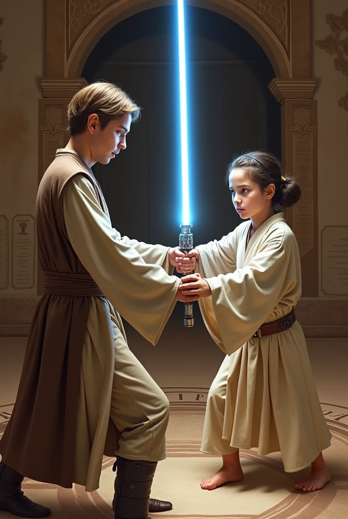 3 GIRLS Russian children with 10 years, WITH LONG STRAIGHT BLONDE HAIR WITH BRAIDS, PORTRAIT STYLE, CLOSE UP, , holding two Lightabents in their hands, LightSaber wallpaper, with lightsaber sword, Jedi with lightsaber, holding a blue lightsaber, with lightsaber, holding a 4K lightsaber, holding a Lightabre. Splash Art, HD Star Wars Photo, Jedi Knight, Blue Lightsaber, Holding Laser Swords
