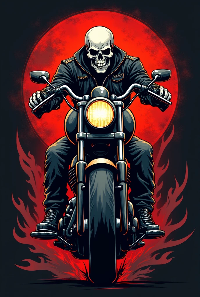 Motorcycle club logo - harley-davidson with skull - fire - engine - rider