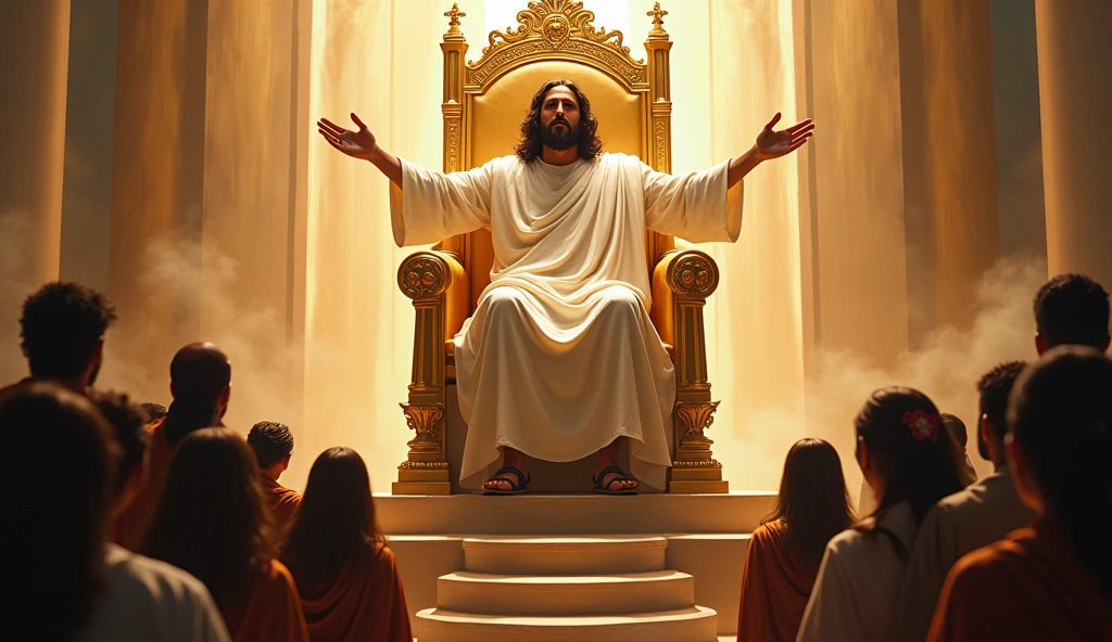Imagine Jesus Christ sitting on his throne, his church in worship before him, the phrase *He lives forever and ever*