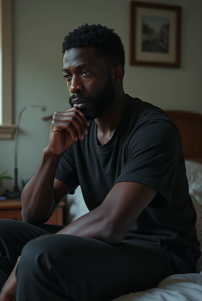 beautiful africa man sitting on bed 