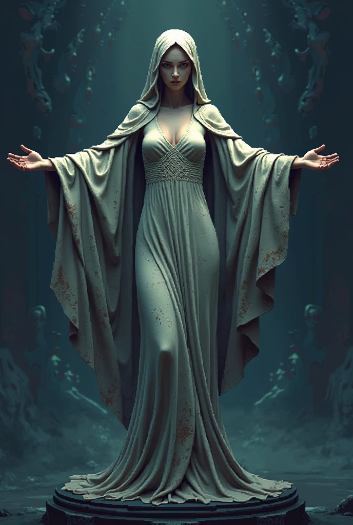 The whole body of the bewitching, lascivious and beautiful Virgin Mary、Wearing a bare pink cloak and veil