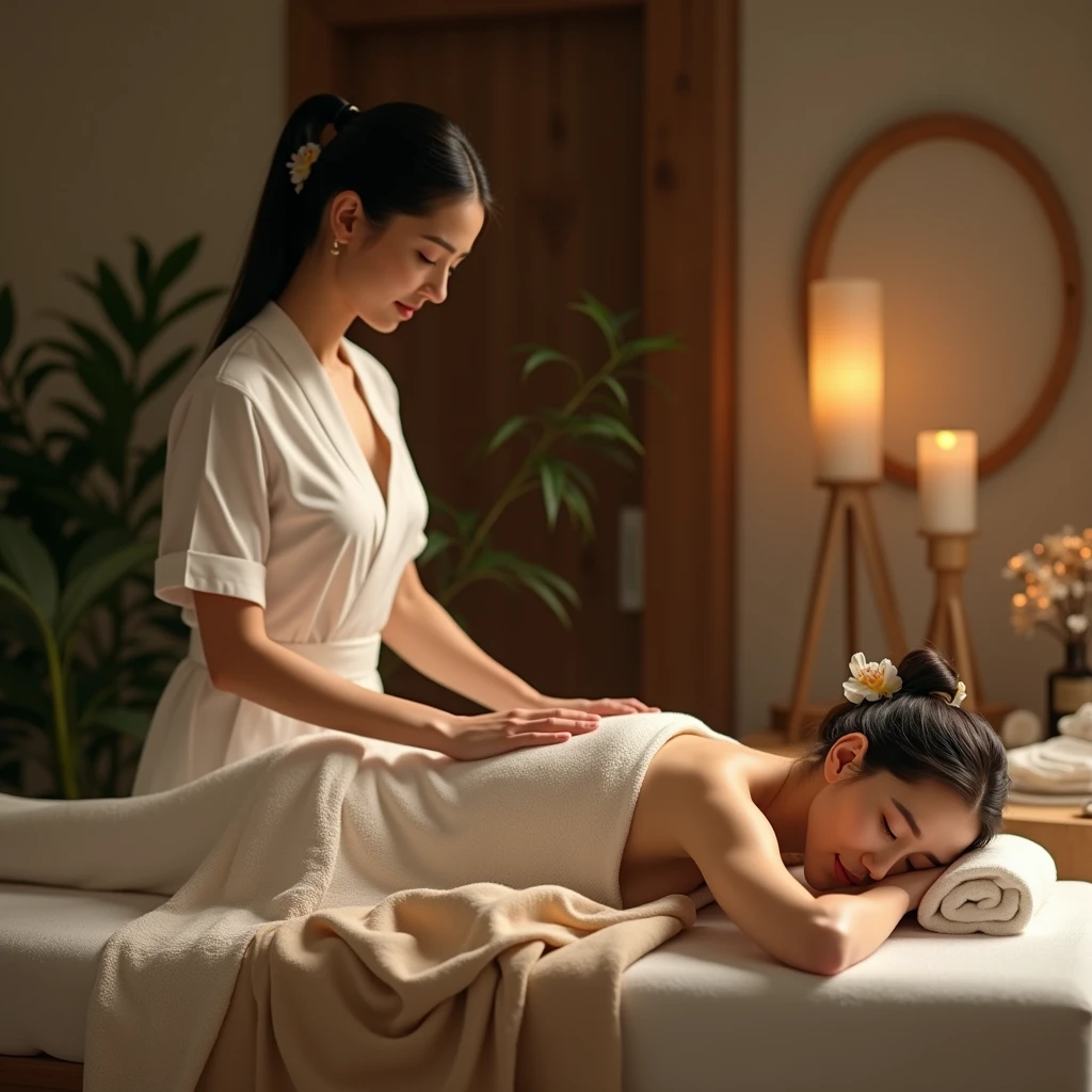 Woman receiving oil massage