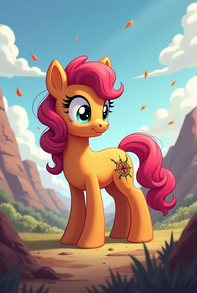 score_9, score_8_up, score_7_up, score_6_up, best quality, highres, source_furry, solo, feral, apple bloom, , young, three-quarters view, out door,