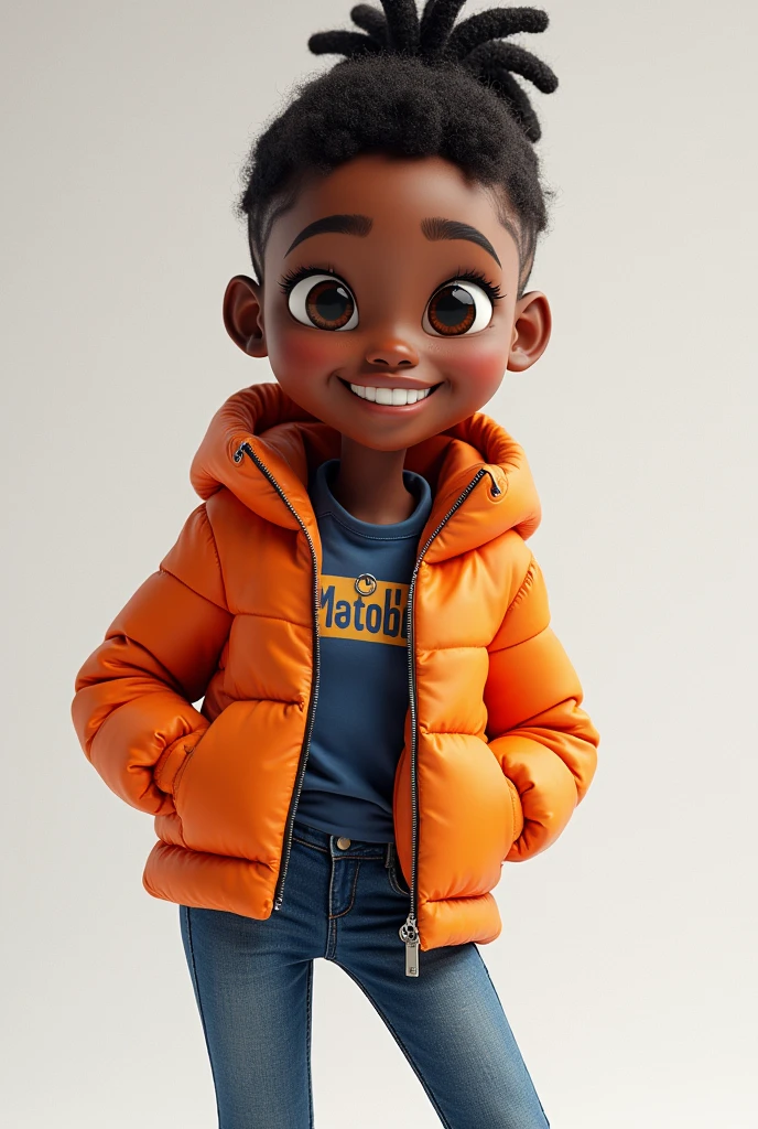 Make a light brown skinned boy in a blue coat