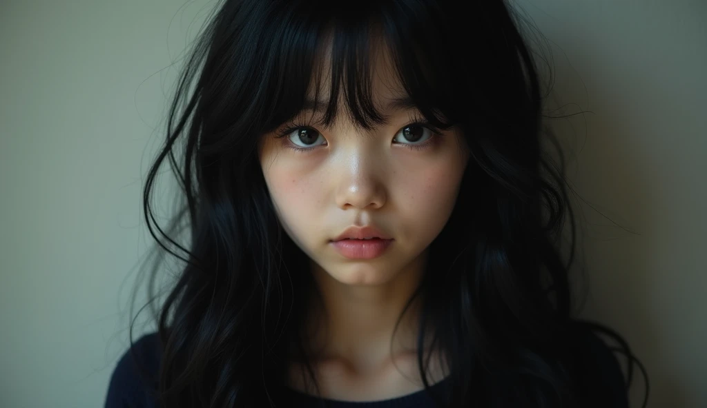 freya from JKT48, idol, indonesian girl, ash gray hair, wearing a black japanese school unform, in the stage, close up, looking at camera, cinematic, sharp lense, professional photographie, 70mm lense, soft light, colorful background, 4k,8k
