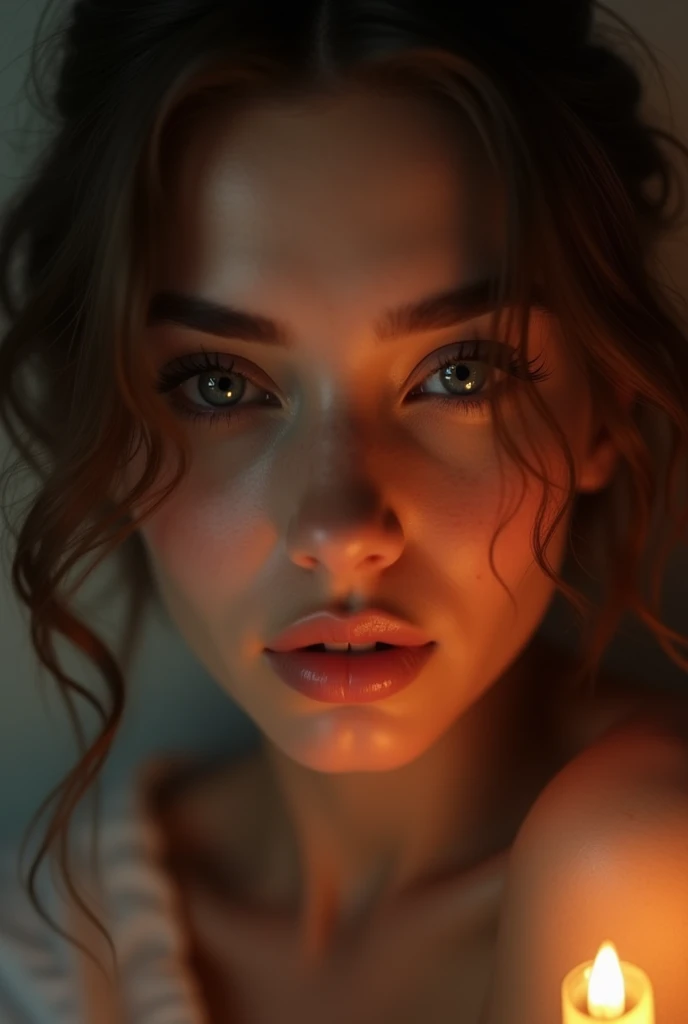 (((ultra realistic))) Photo, masterpiece, top quality, (pale skin), (Ultra detailed face and eyes:1.3), 1 girl in a T-shirt, (Eye makeup, mascara) , ((large detailed pink lips)), ((Light hair)), ((Chyolka)) , (Natural breasts). ((Posing)), photoshoot, studio (soft lighting), (The play of light and shadows), depth of field, bokeh, (special attention to skin detail: 1.2), Detailed leather texture, skin pores. (Warm atmosphere of the frame. Color range - black, Red, Yellow tones), ((Film grain)), ((rays)), ((glare from the sun)), ((waist up portrait, close to the camera)) , ultra detialed,