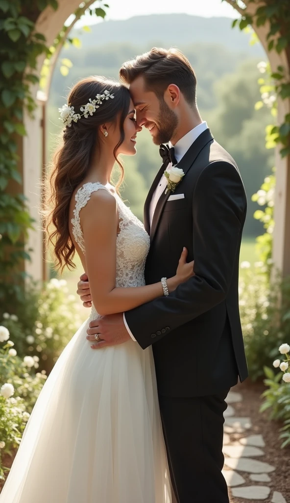 a woman in a wedding dress and a man in a tuxedo, by Juliette Wytsman, by Meredith Dillman, romance novel cover, by Anna Katharina Block, tv series, romance book cover, by Alison Debenham, by Gwen Barnard, thumbnail, by Anna Haifisch, [ theatrical ], romance book cover style, accompany cory chase, award winning movie