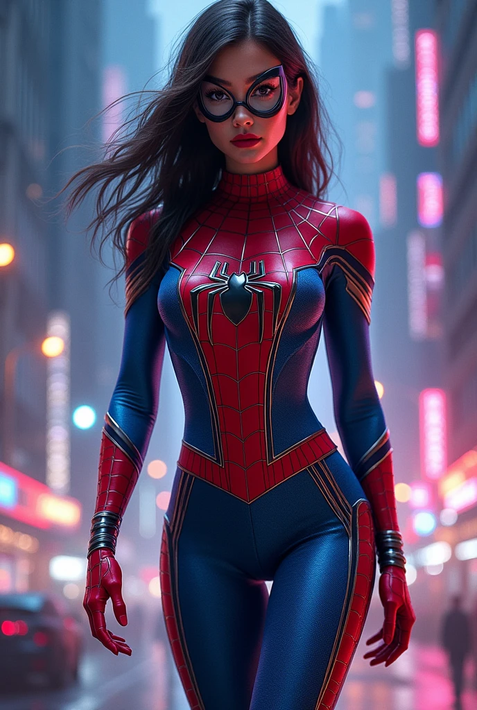 Jenna Ortega in a sexy Spiderman outfit