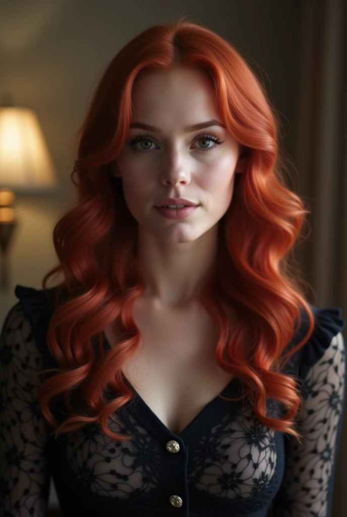 picture, best quality, a sexy 30yo beautiful JC<lora:JC:1.0>, long hair, looking at viewer, red hair, city at night background, black night dress, makeup, jewelry, realistic, 8k, hdr