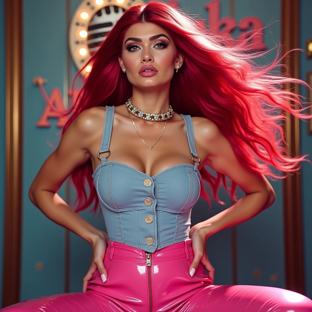 create an image demonstrating the style of ((Indie Sleaze)) style, hyper realism, 8k high definition, vibrant colors, sharp focus, insanely detailed, enormous tits