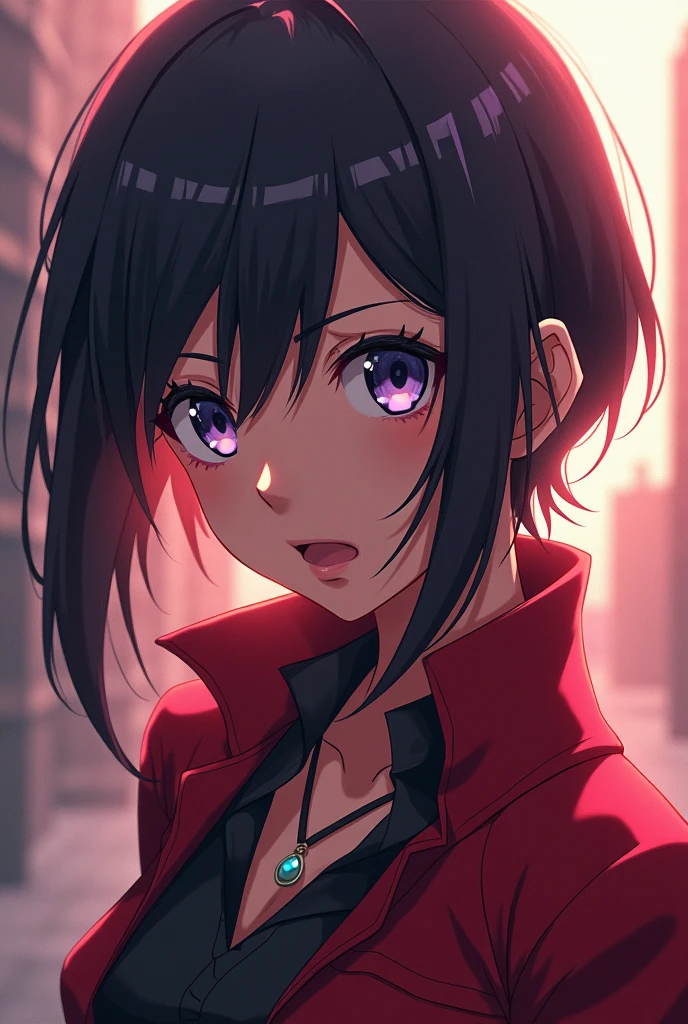 anime face, dark purple eyes