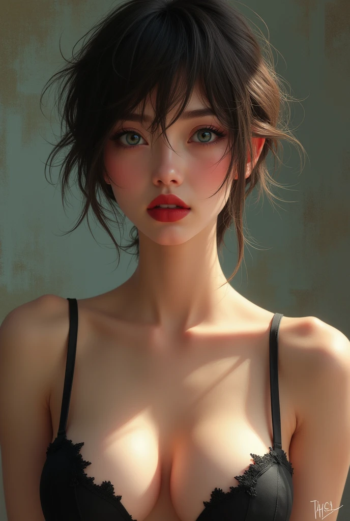 Best quality, masterpiece, ultra high resolution, (photorealistic: 1.4), raw photo, 1girl, unbuttoned, bare shoulders, cinematic lighting,