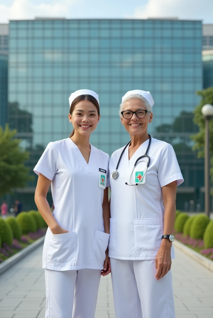 Make me photo of my mother. She is like a bad snike. Her skin is in normal color like an asian woman. She is in Samarkand. Her hair is black and not long. Her dress is in green and white color. She is 40. She works as a nurse