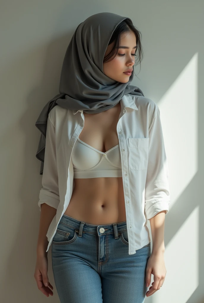 Hijab, beautiful face, perfect body, white skin