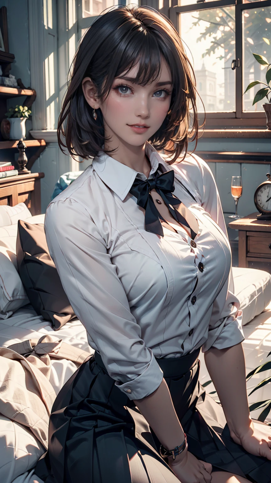 (​masterpiece:1.3), (8K, Photorealsitic, Raw photography, Top image quality: 1.4), ２０Young Girl、In the style of a Japan schoolgirl、(Random hairstyles:1.2)、cleavage of the breast:1.2、Super Detail Face、Eye of Detail、二重まぶた、Bring your chest together、foco nítido:1.2、prety woman:1.4、light brown hair、top-quality、​masterpiece、超A high resolution、(Photorealsitic:1.4)、Highly detailed and professional lighting smile、constricted hips、Beautuful Women、(((Wearing see-through blazer clothes、I do not wear underwear)))、slender、short-haired、(((Shortcut Hair、See-through clothing、The nipple is visible、Pubic area visible)))、Show 、Show the pubic area、open thigh、sexyposture、barechested、The nipple is visible、Pubic area visible、The pubic area is wet