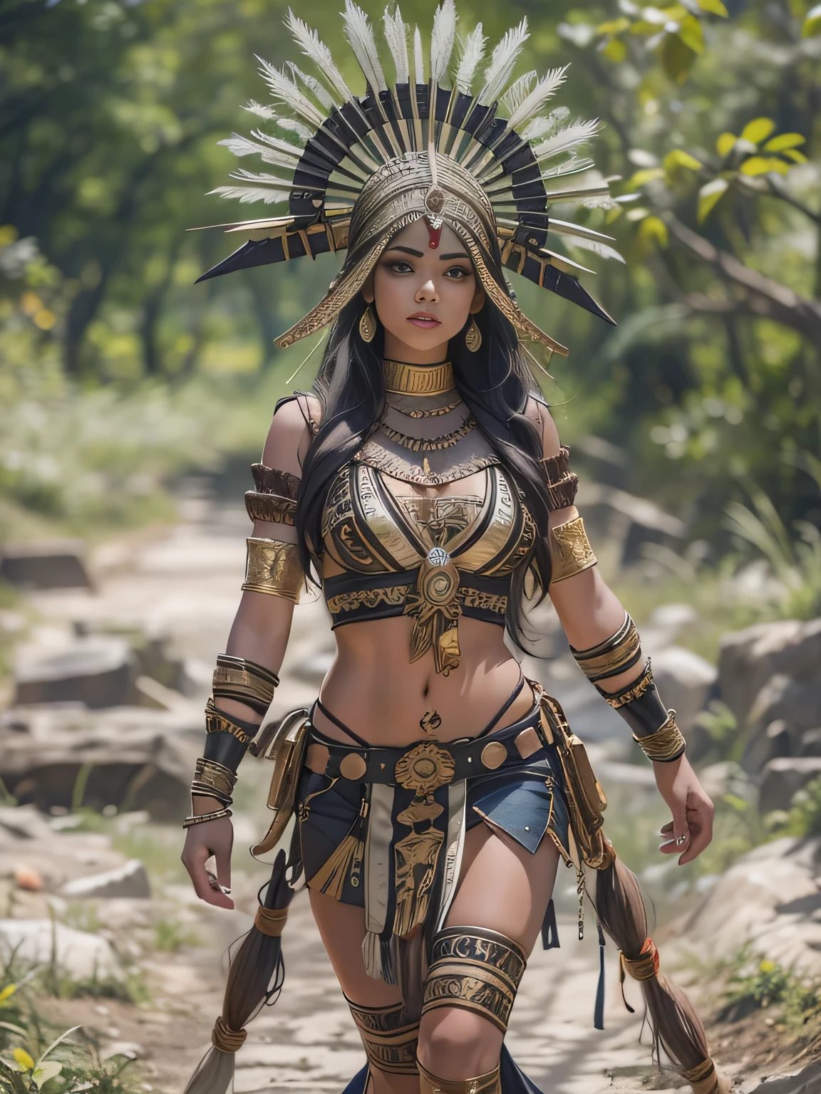 Beautiful woman in insanely intricate Amazon warrior Outfit