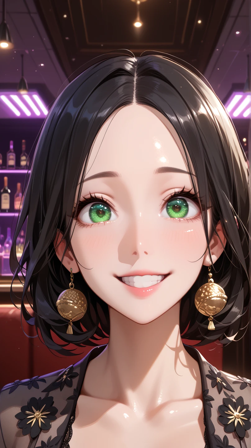 nsfw, uncensored, Score_9, Score_8_up, Score_7_up, Score_6_up, Score_5_up, Score_4_up, Source_anime, Tag1, Tag2, Quality_masterpiece, Anatomically correct, Beautiful face, Perfect face, Highly detailed beautiful face and eyes, Detailed eyes, Attractive face, Detailed face, Delicate facial features, Detailed skin BREAK Curvy, Sensual woman, Seductive woman, Mature female, Milf, Motherly, 40yo, medium breasts, Curvy, Forehead, black hair, green eyes, droopy eyes,(big eyes:1.3)
BREAK smile, lace dress,(nightclub:1.3),