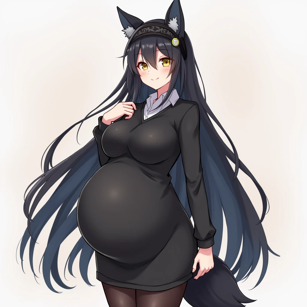 Anime girl fat  with ears and tail of wof