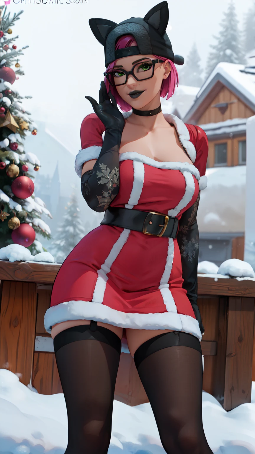 Female,Renegade_Lynx, Tail, female focus, 1girl, cuerpo completo , grandes tetas, gran trasero, voluptuoso, piernas abiertas , pose sexy , escote , Christmas hat , Christmas Clothes, nieve , christmas lingerie, christmas coat , christmas stockings , christmas heels